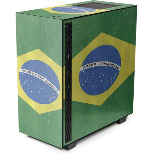 Brazil Flag Distressed NZXT H510 Compact ATX Mid-Tower Case Skin